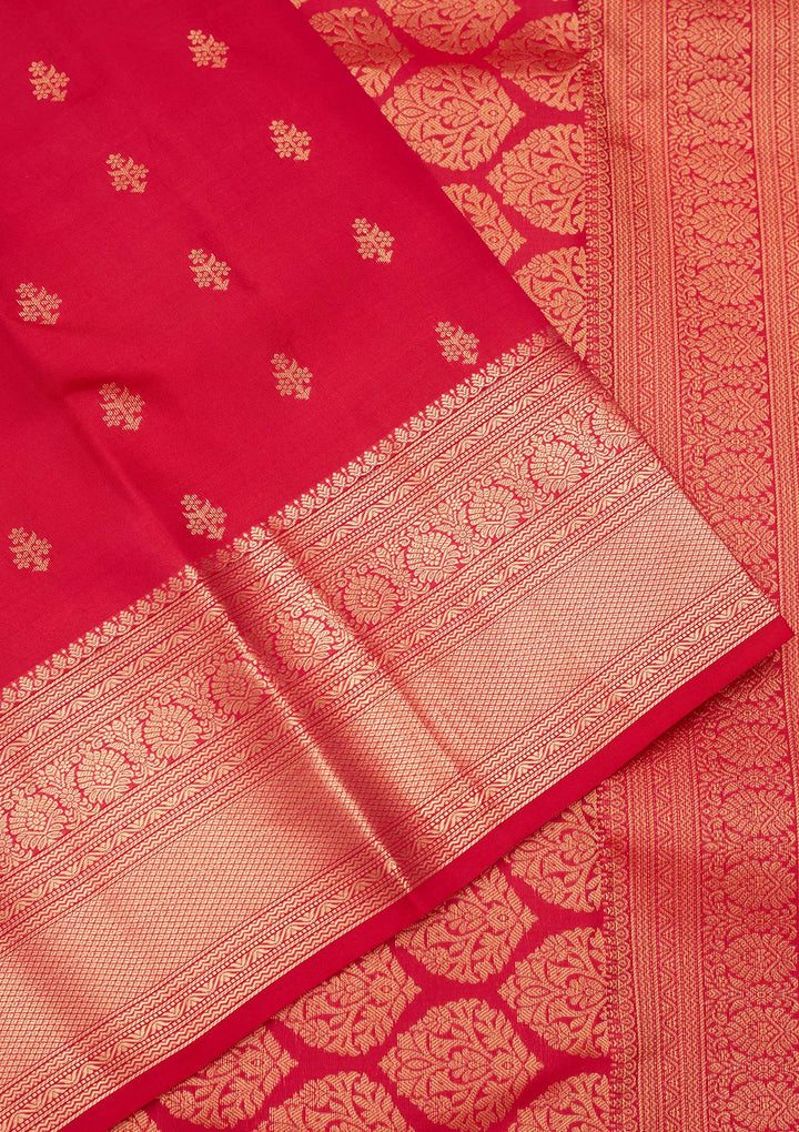 Rani Pink Silk Buti Saree With Matching Blouse Piece