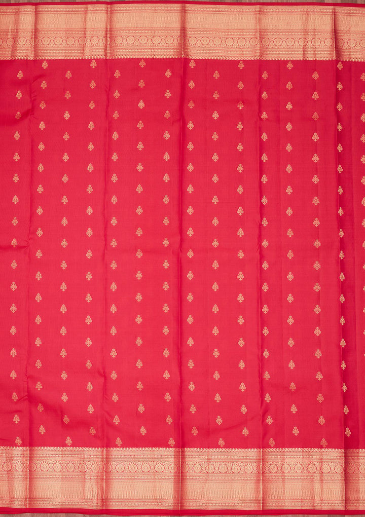 Rani Pink Silk Buti Saree With Matching Blouse Piece