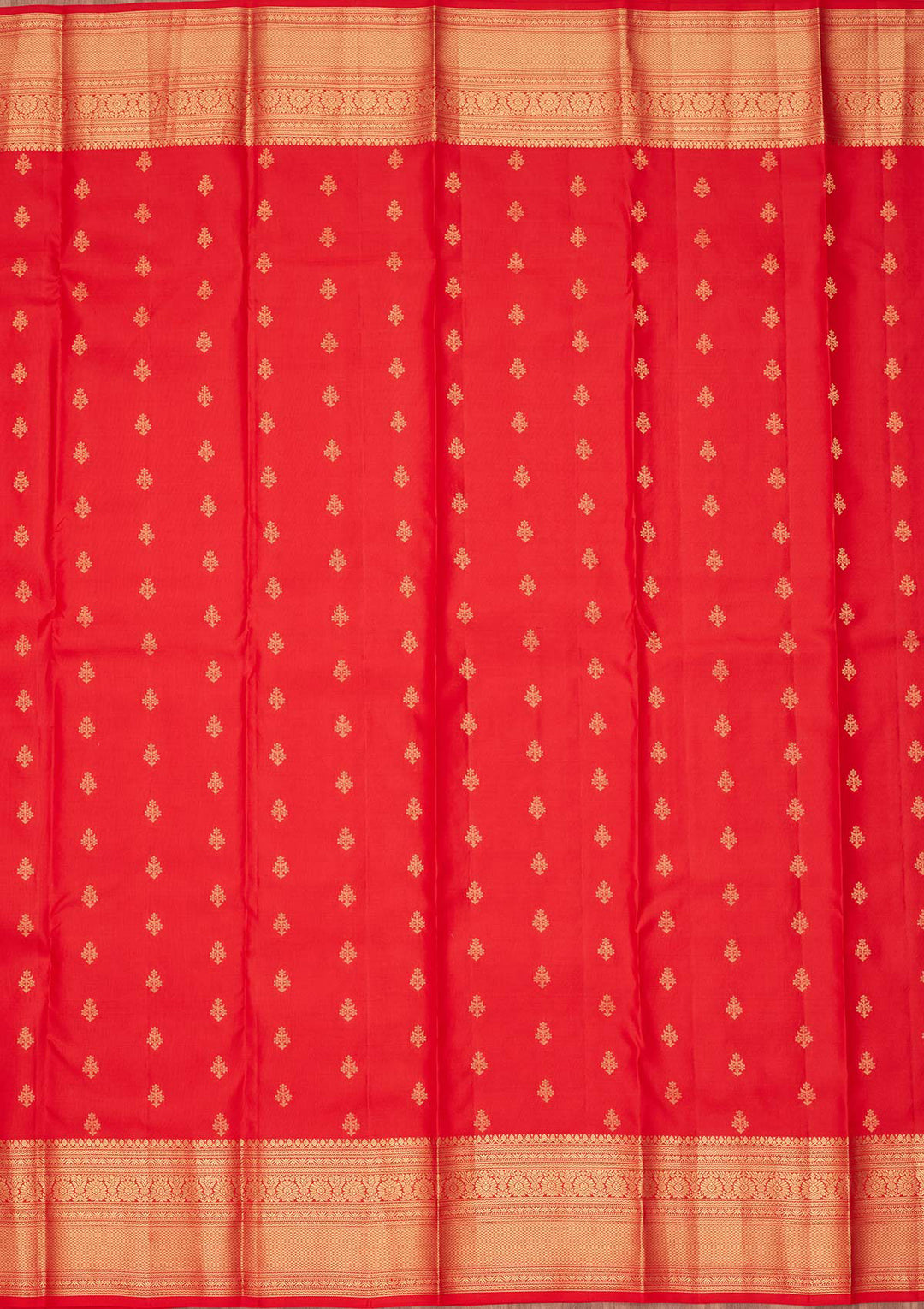 Red Silk Buti Saree With Matching Blouse Piece