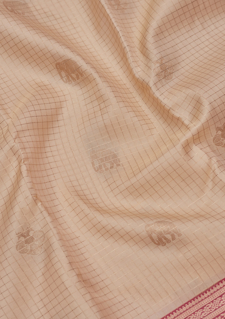 Off White Silk Buti Saree With Matching Blouse Piece