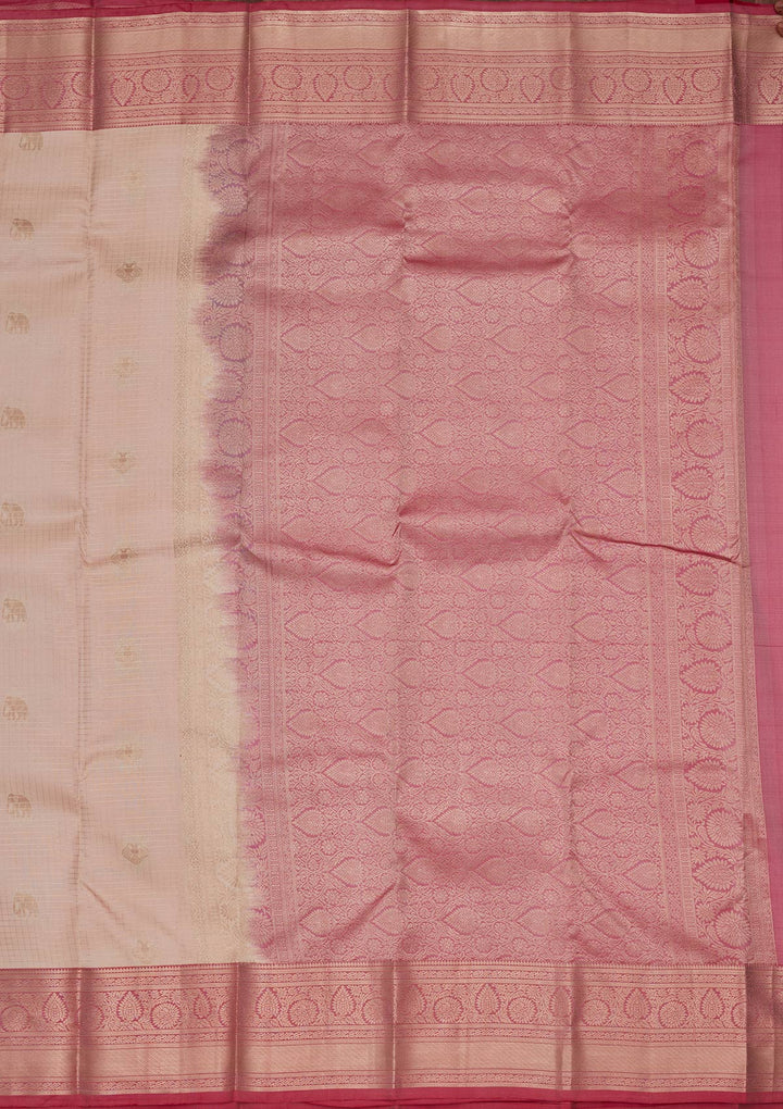 Off White Silk Buti Saree With Matching Blouse Piece