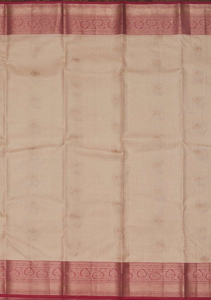 Off White Silk Buti Saree With Matching Blouse Piece