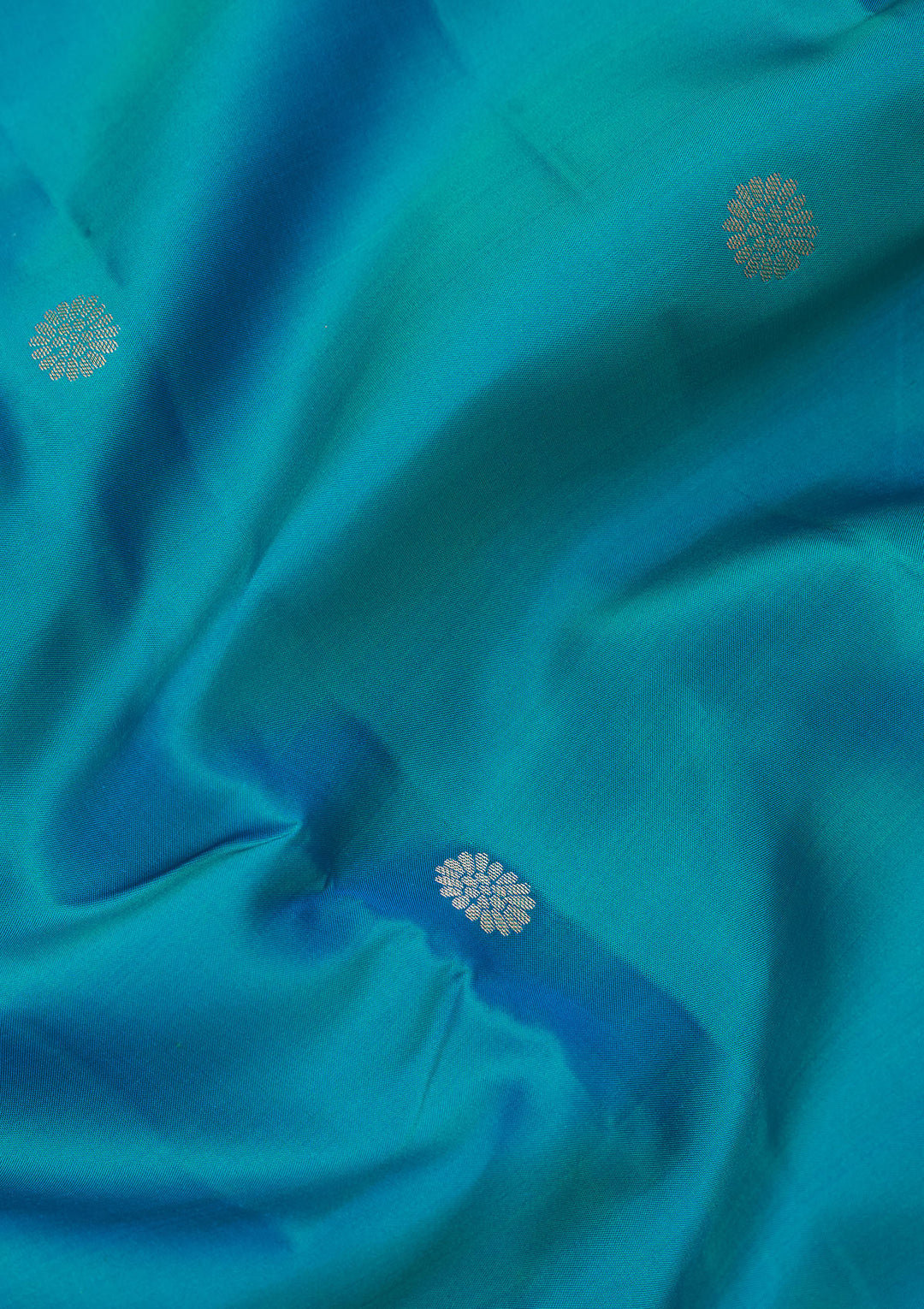 Turquoise Blue Silk Buti Saree With Matching Blouse Piece