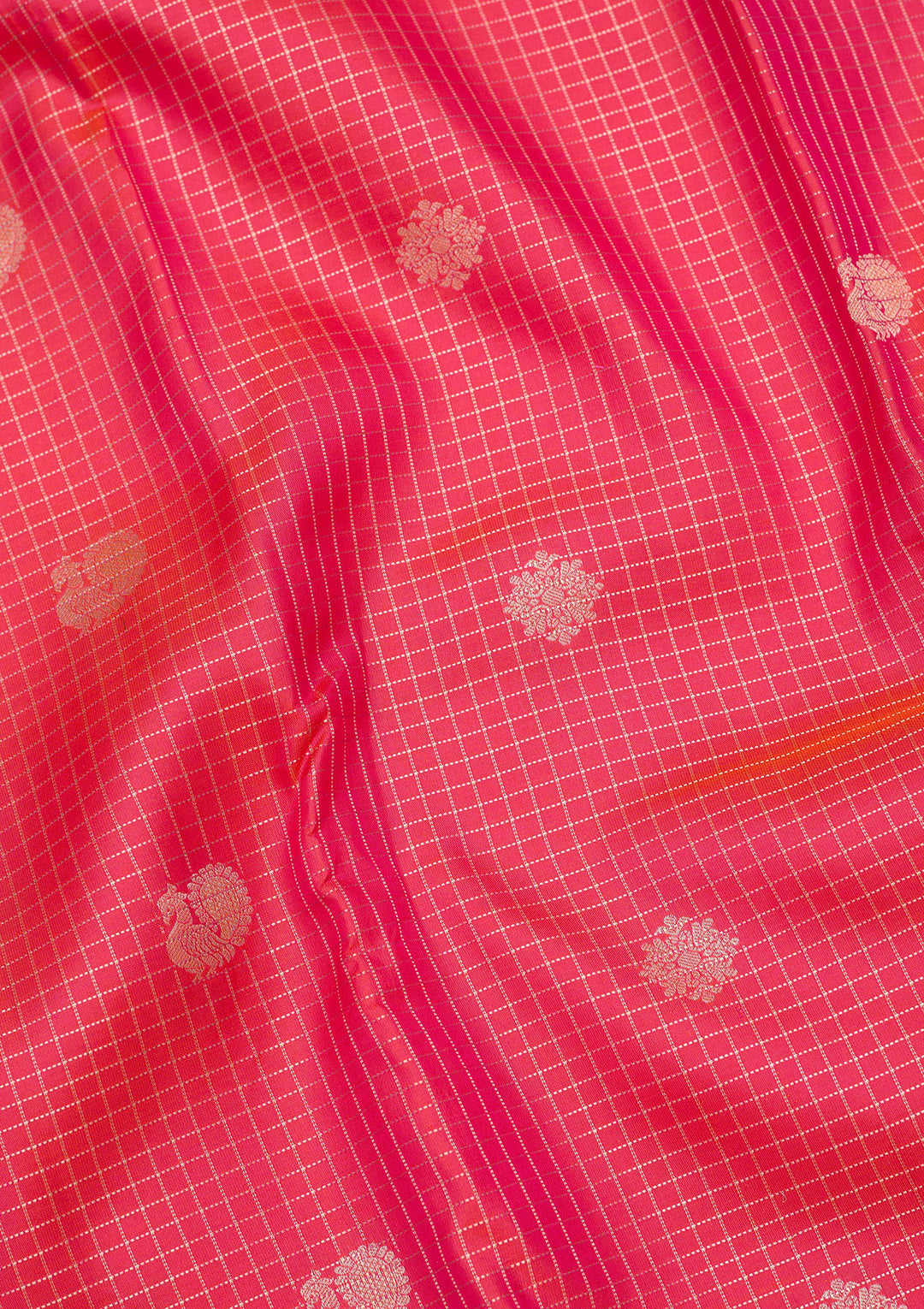 Pink Silk Checks Zariwork Saree With Matching Blouse Piece