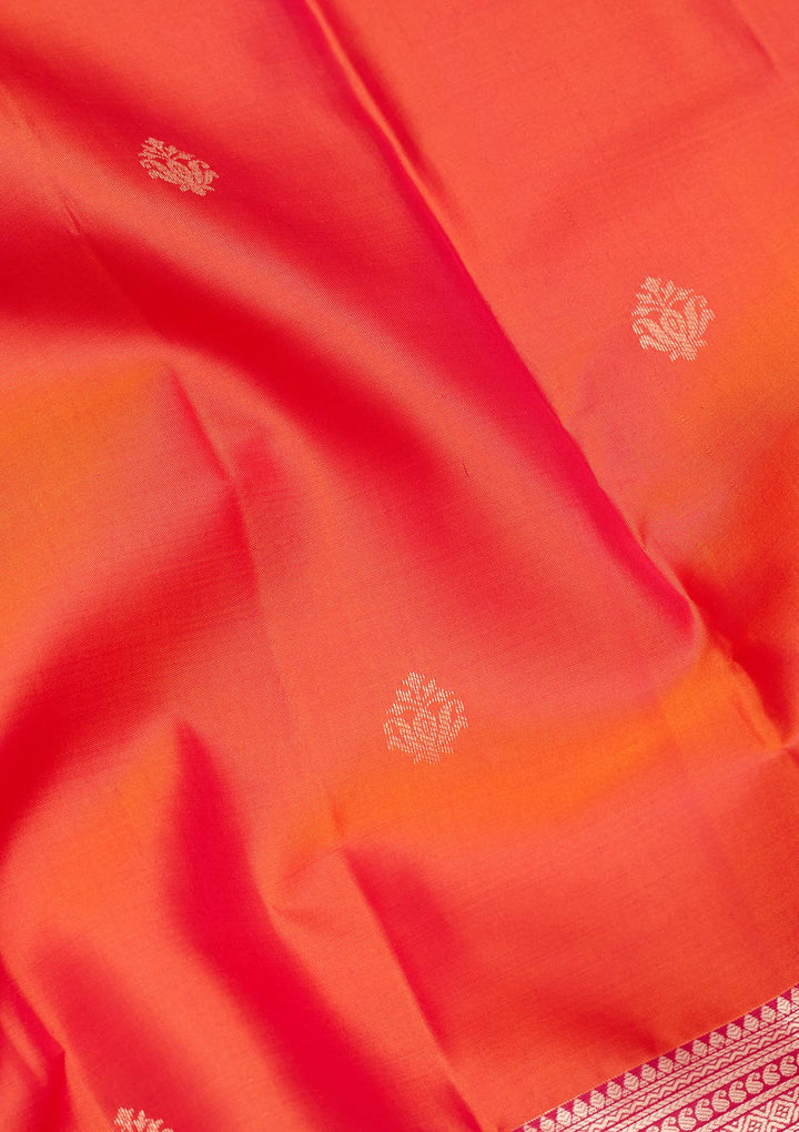 Orange Silk Buti Gold Zariwork Saree With Matching Blouse Piece
