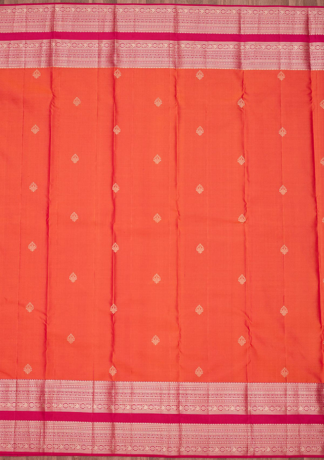 Orange Silk Buti Gold Zariwork Saree With Matching Blouse Piece