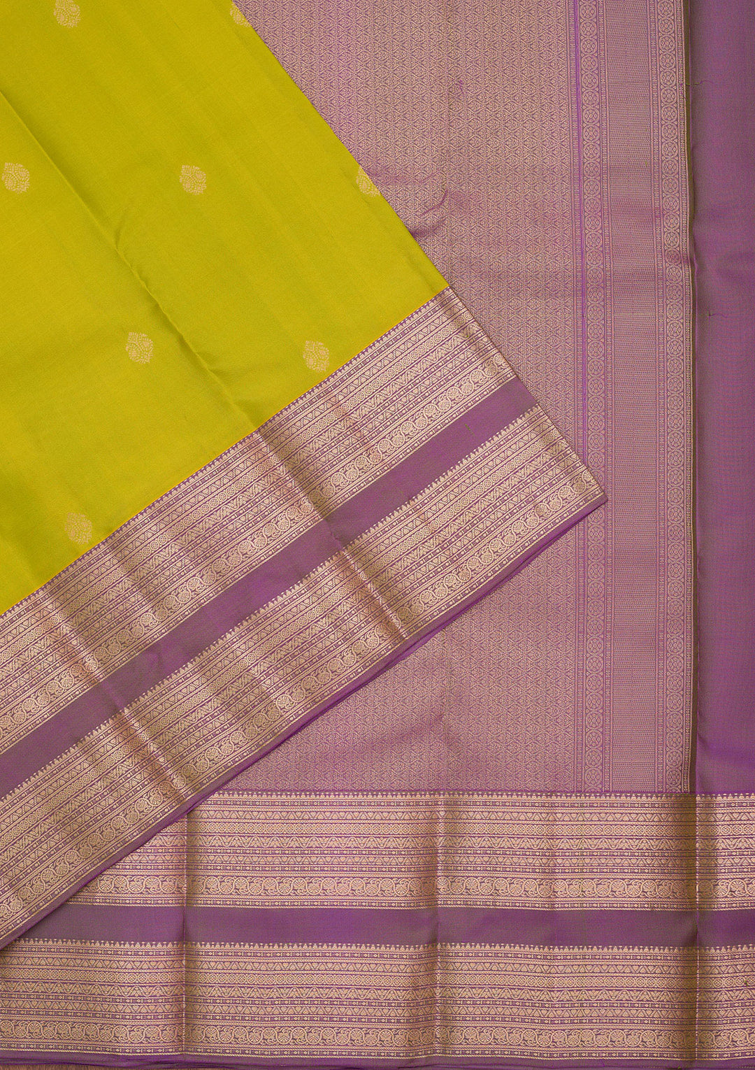 Parrot Green Silk Buti Gold Zariwork Saree With Matching Blouse Piece