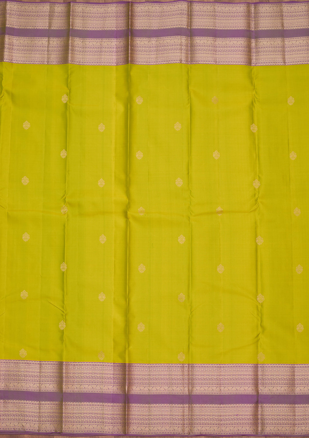 Parrot Green Silk Buti Gold Zariwork Saree With Matching Blouse Piece
