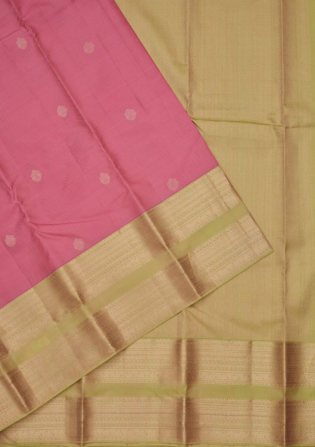 Pink Silk Buti Gold Zariwork Saree With Matching Blouse Piece