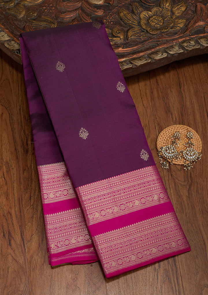 Wine Zariwork Pure Silk Saree