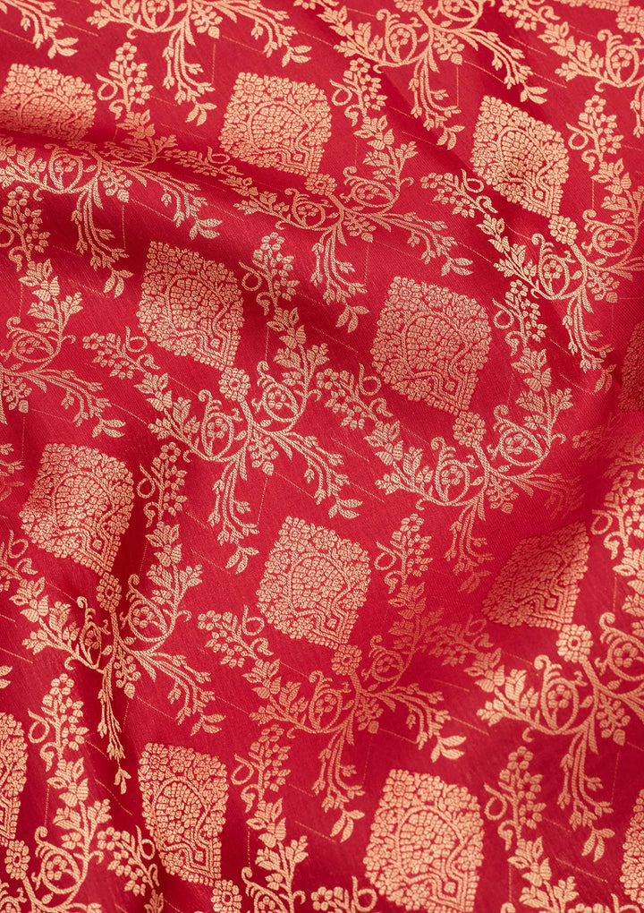 Maroon Silk Jaal Saree With Matching Blouse Piece