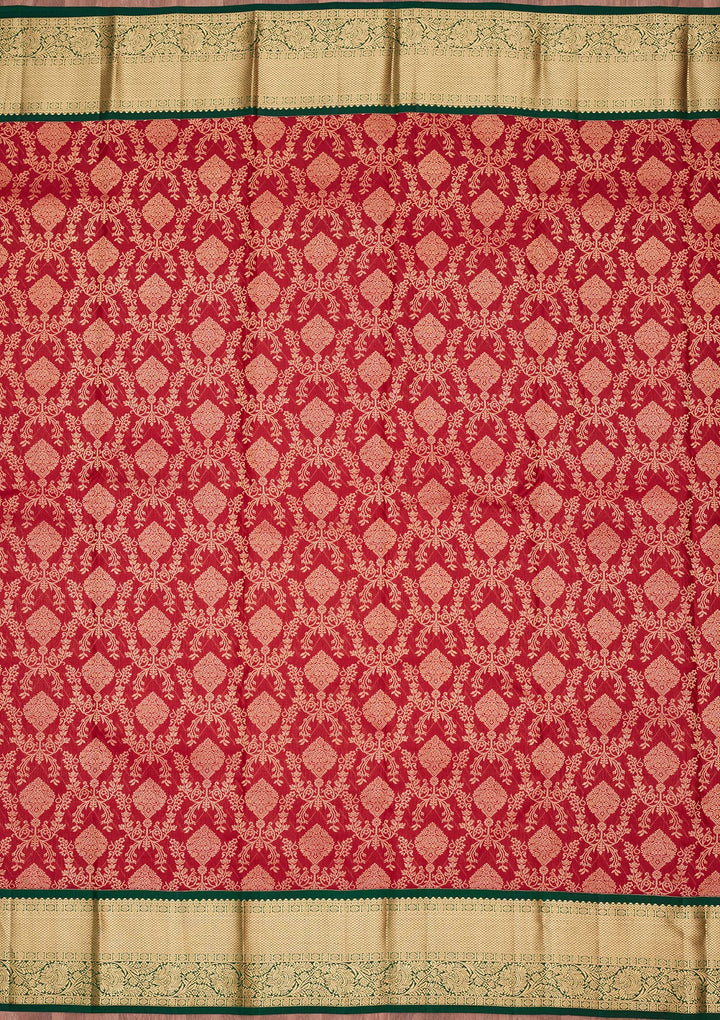 Maroon Silk Jaal Saree With Matching Blouse Piece