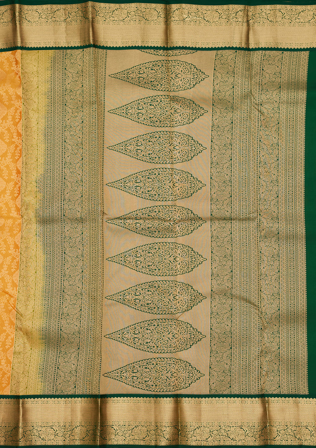 Mustard Yellow Silk Jaal Saree With Matching Blouse Piece