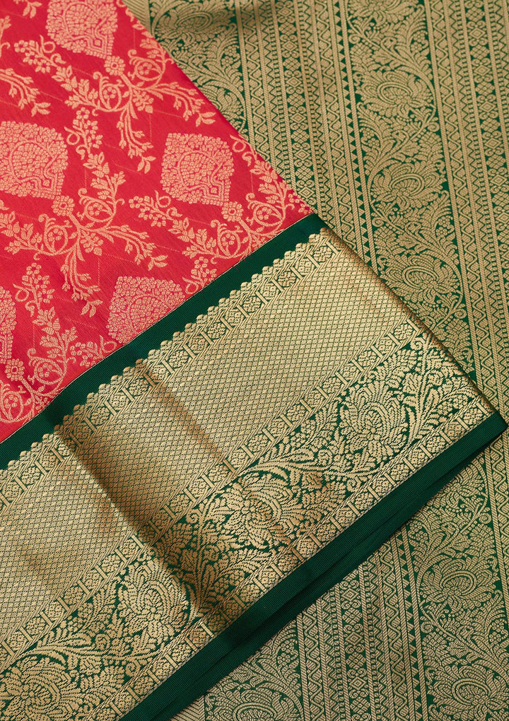 Pink Silk Jaal Saree With Matching Blouse Piece