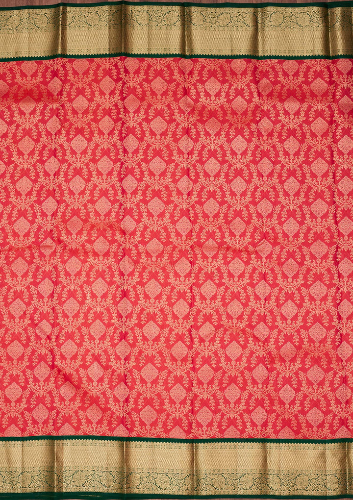 Pink Silk Jaal Saree With Matching Blouse Piece