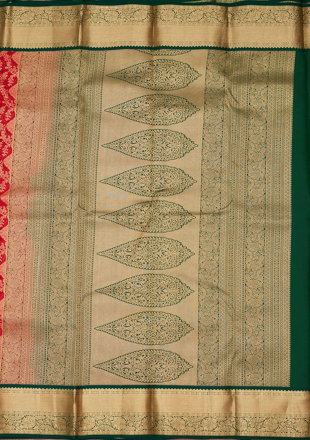 Red Silk Jaal Saree With Matching Blouse Piece