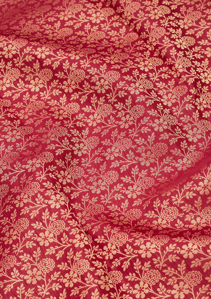 Maroon Silk Jaal Saree With Matching Blouse Piece