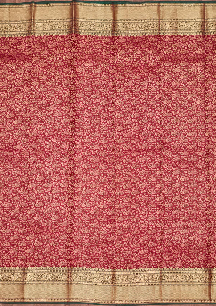 Maroon Silk Jaal Saree With Matching Blouse Piece