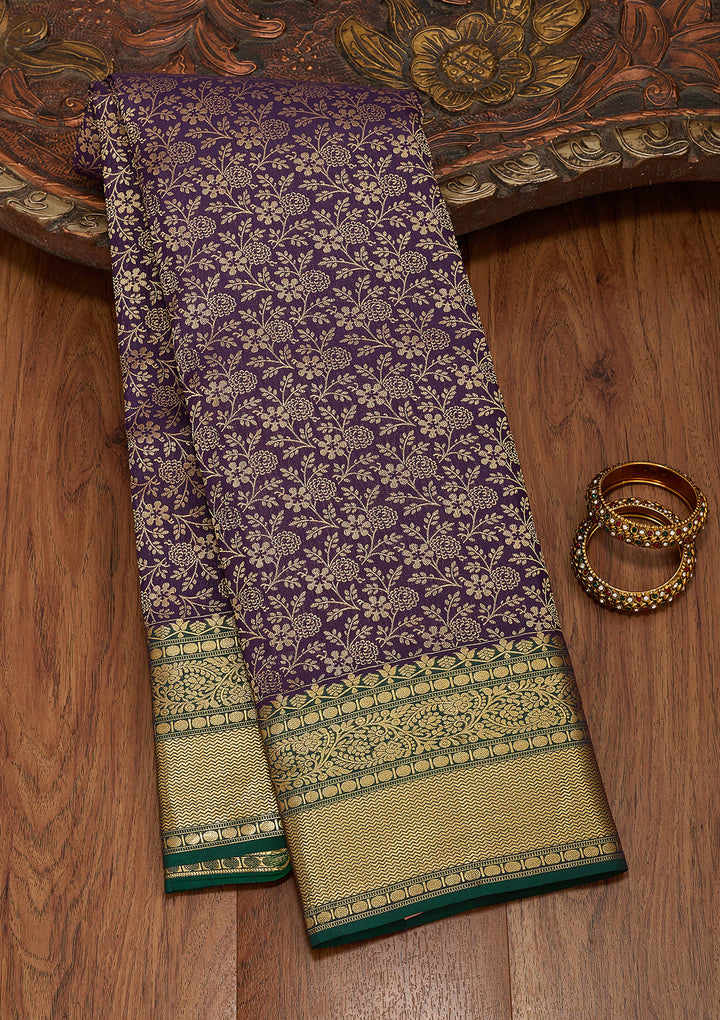 Navy Blue Zariwork Pure Silk Saree