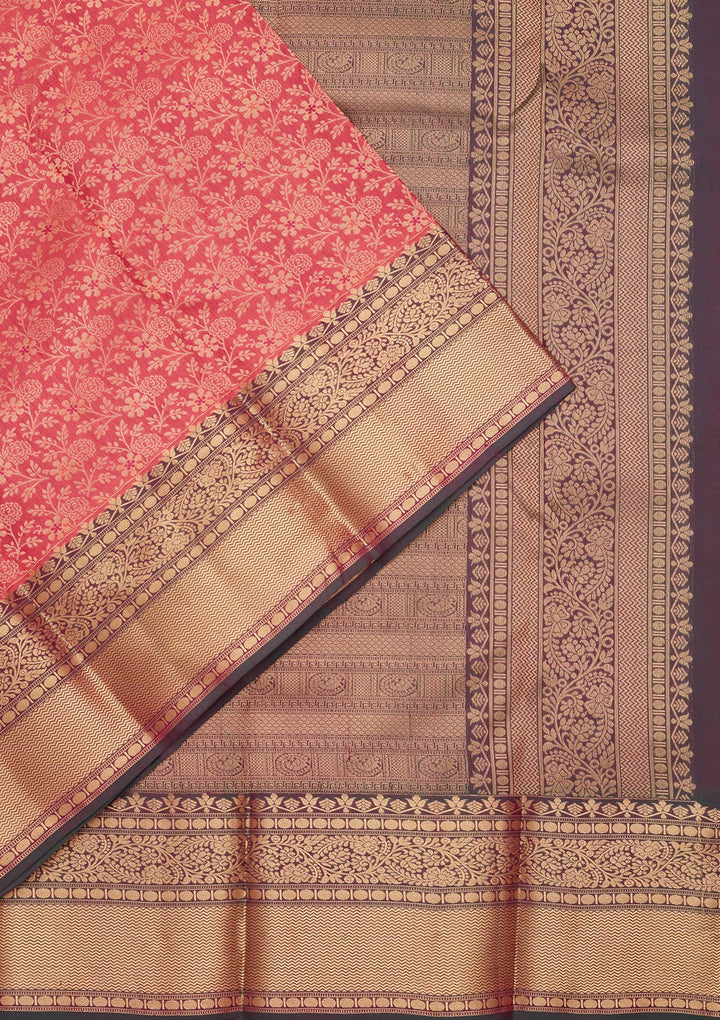 Onion Pink Silk Jaal Saree With Matching Blouse Piece