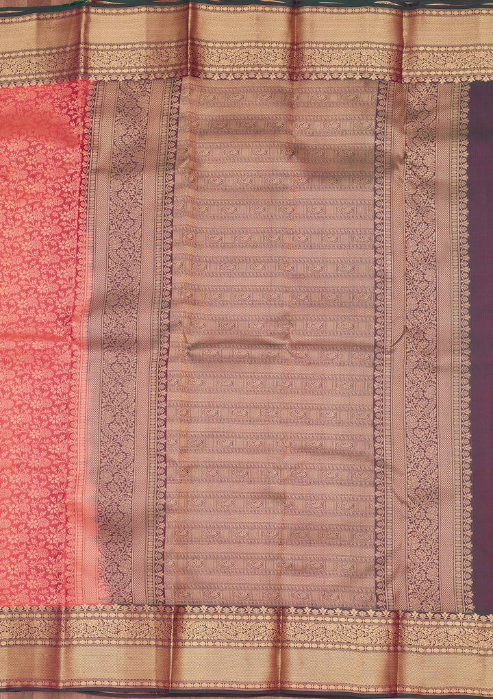 Onion Pink Silk Jaal Saree With Matching Blouse Piece