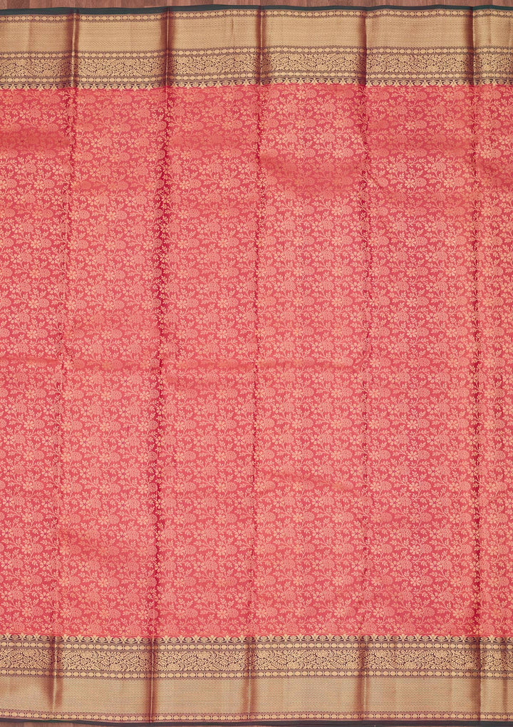 Onion Pink Silk Jaal Saree With Matching Blouse Piece