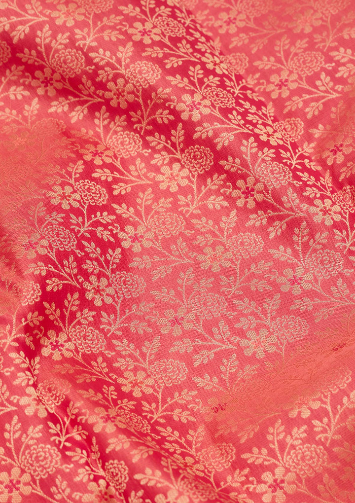 Pink Silk Jaal Saree With Matching Blouse Piece