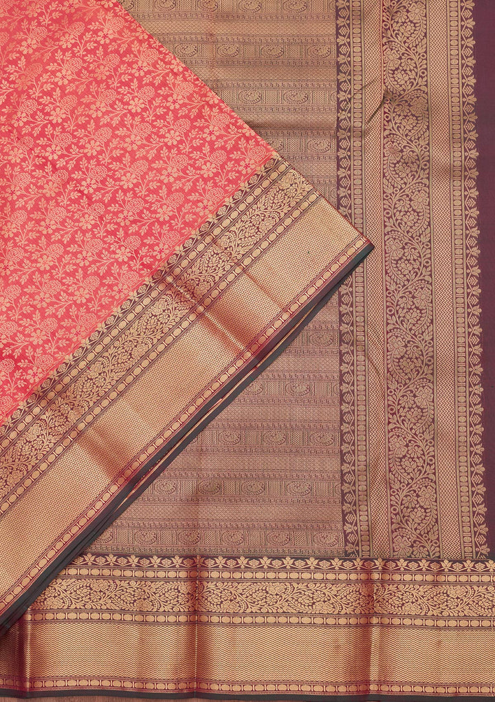 Pink Silk Jaal Saree With Matching Blouse Piece