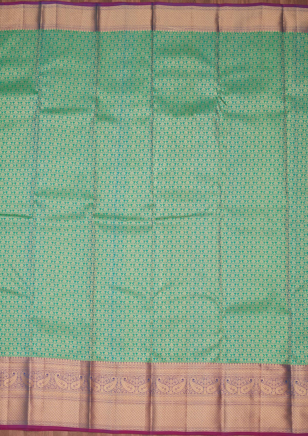 Rama Green Silk Jaal Saree With Matching Blouse Piece