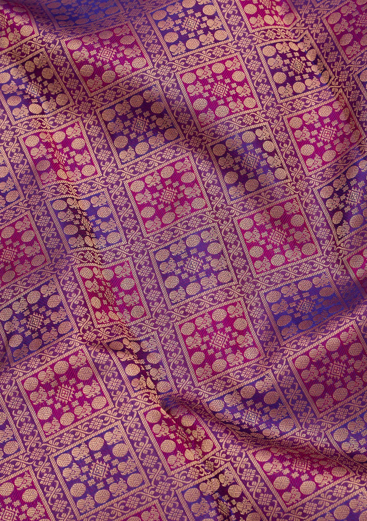 Purple Silk Jaal Saree With Matching Blouse Piece