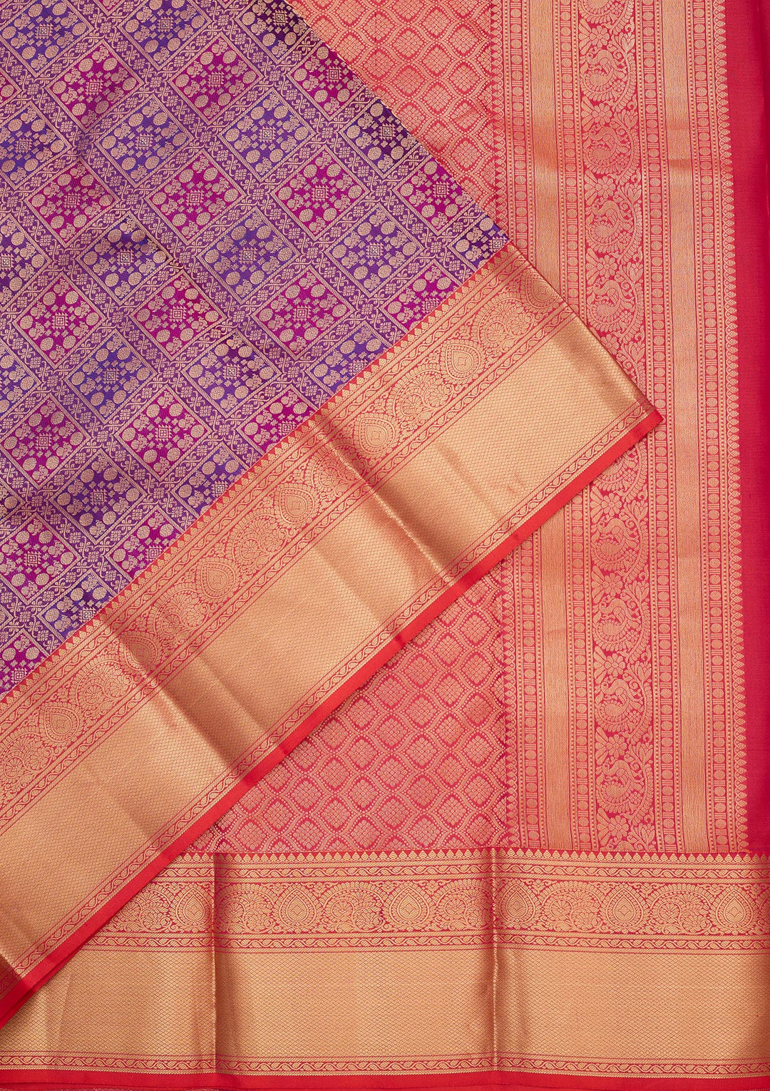 Purple Silk Jaal Saree With Matching Blouse Piece