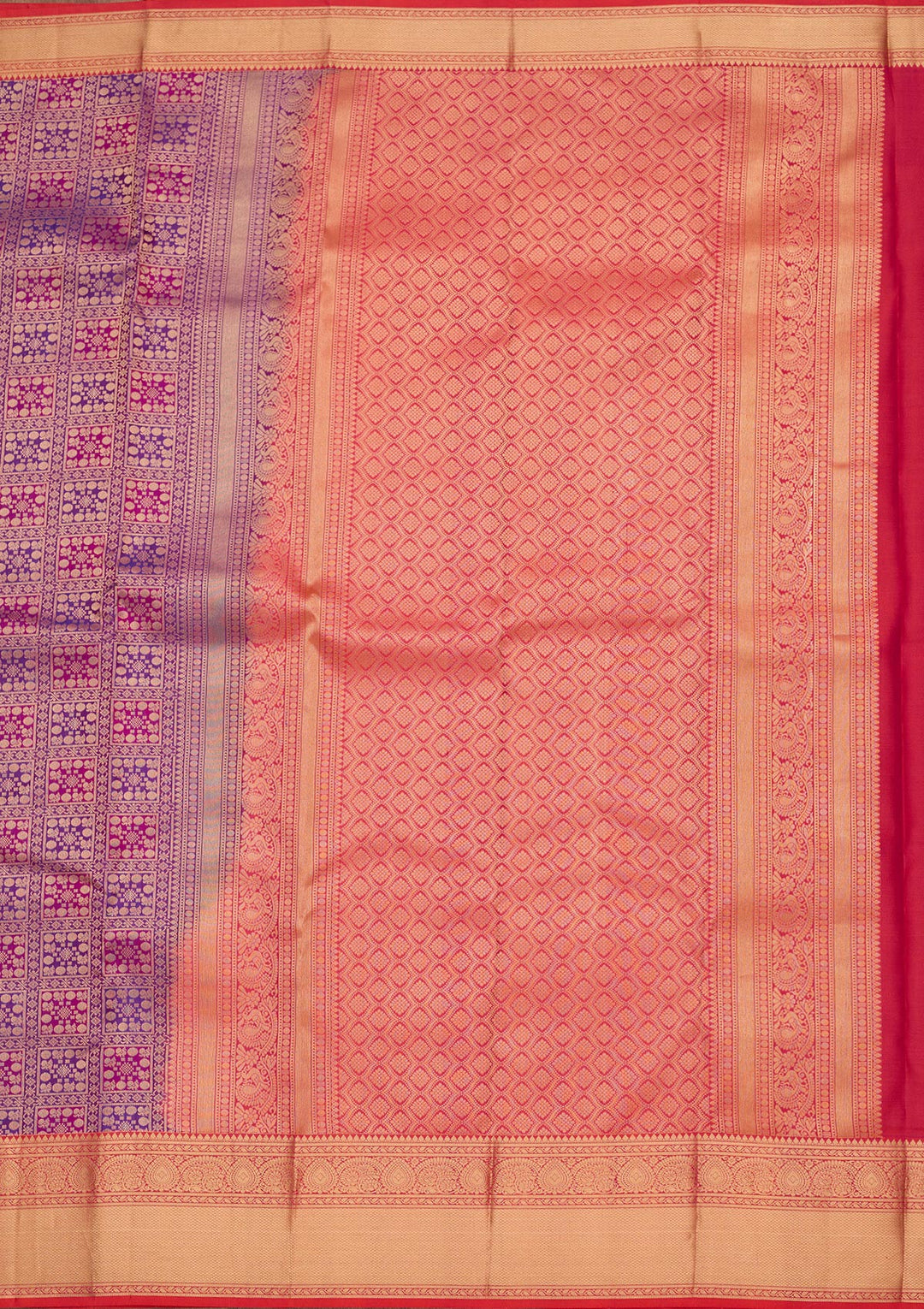 Purple Silk Jaal Saree With Matching Blouse Piece