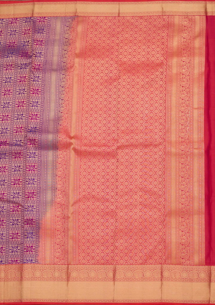 Purple Silk Jaal Saree With Matching Blouse Piece