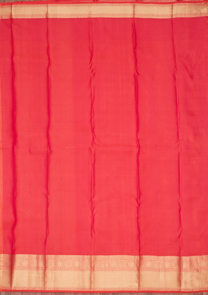 Rani Pink Pure Silk Jaal Zariwork Saree With Matching Blouse Piece