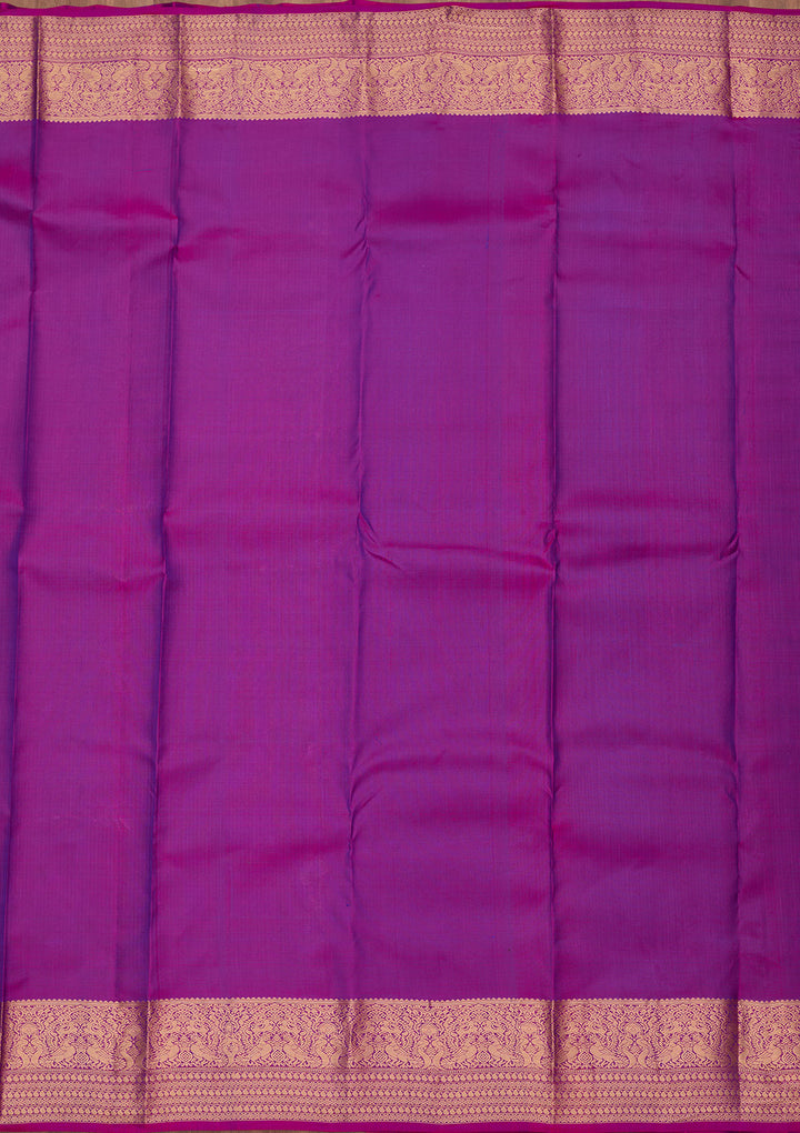 Peacock Blue Silk Jaal Saree With Matching Blouse Piece