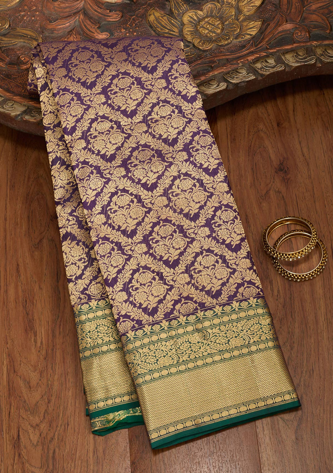 Navy Blue Zariwork Pure Silk Saree