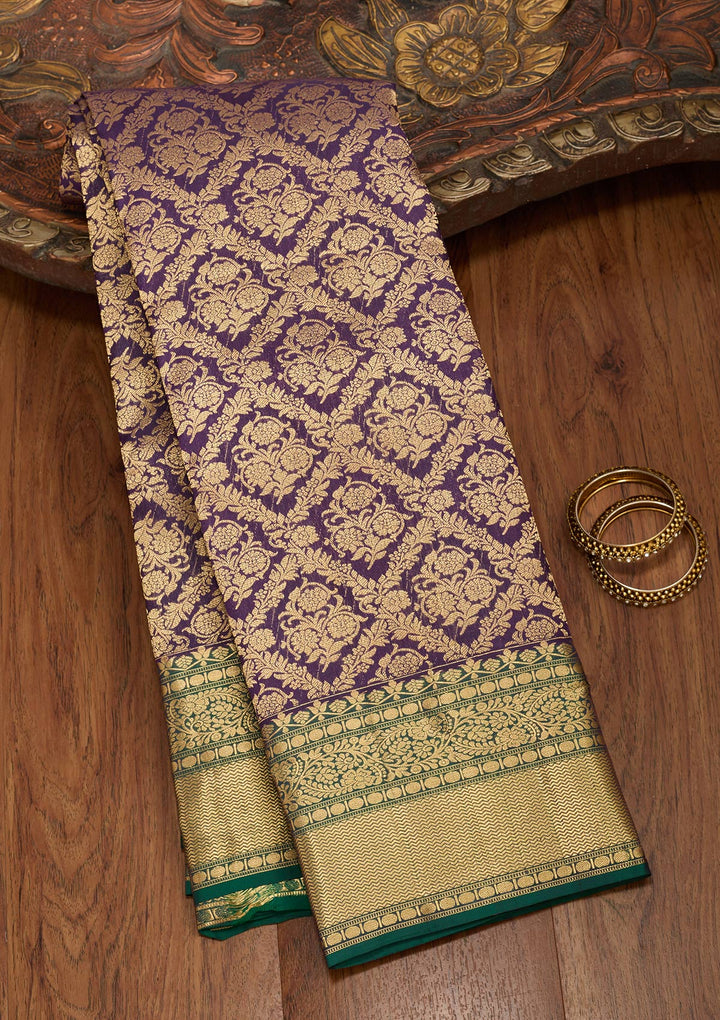 Navy Blue Zariwork Pure Silk Saree