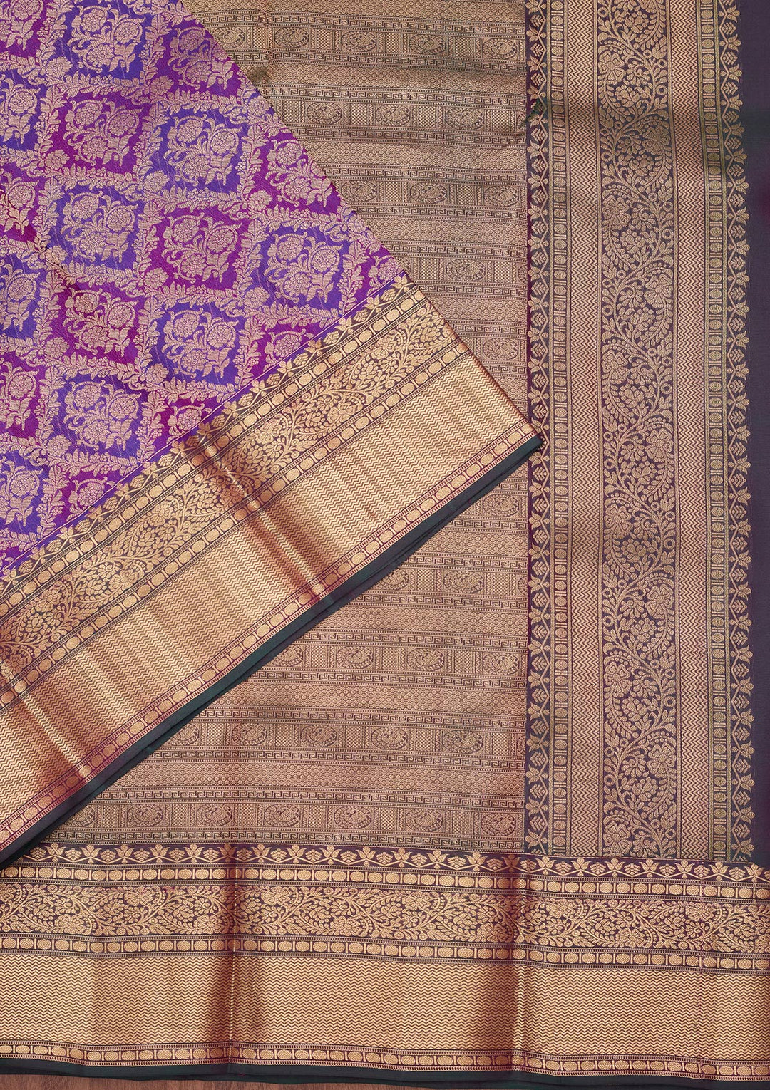 Purple Silk Jaal Saree With Matching Blouse Piece