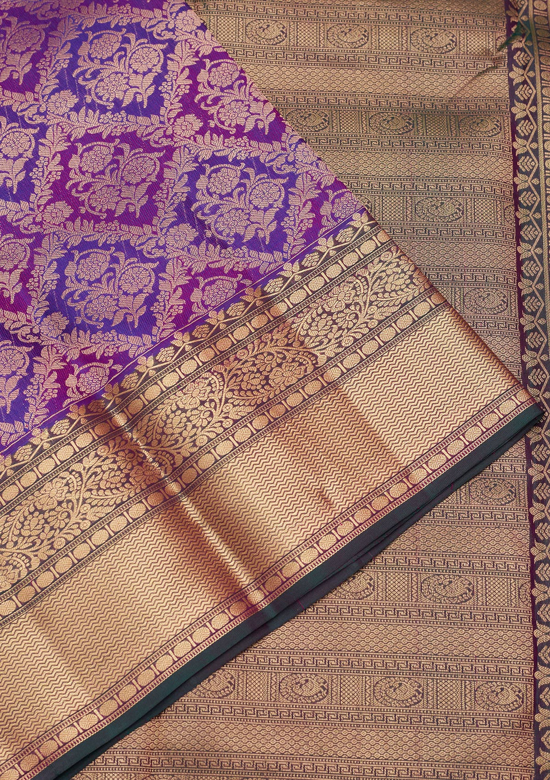Purple Silk Jaal Saree With Matching Blouse Piece