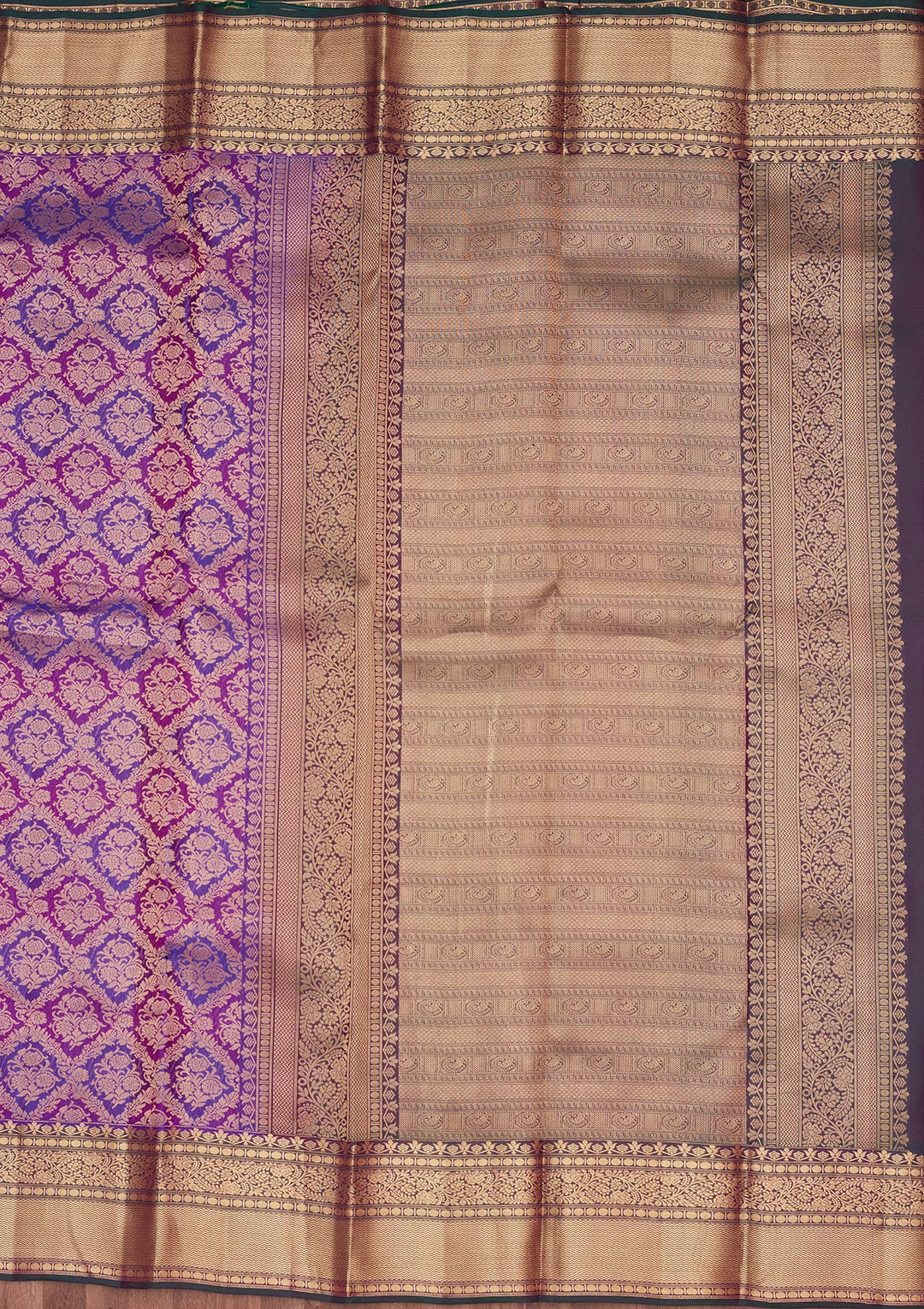 Purple Silk Jaal Saree With Matching Blouse Piece