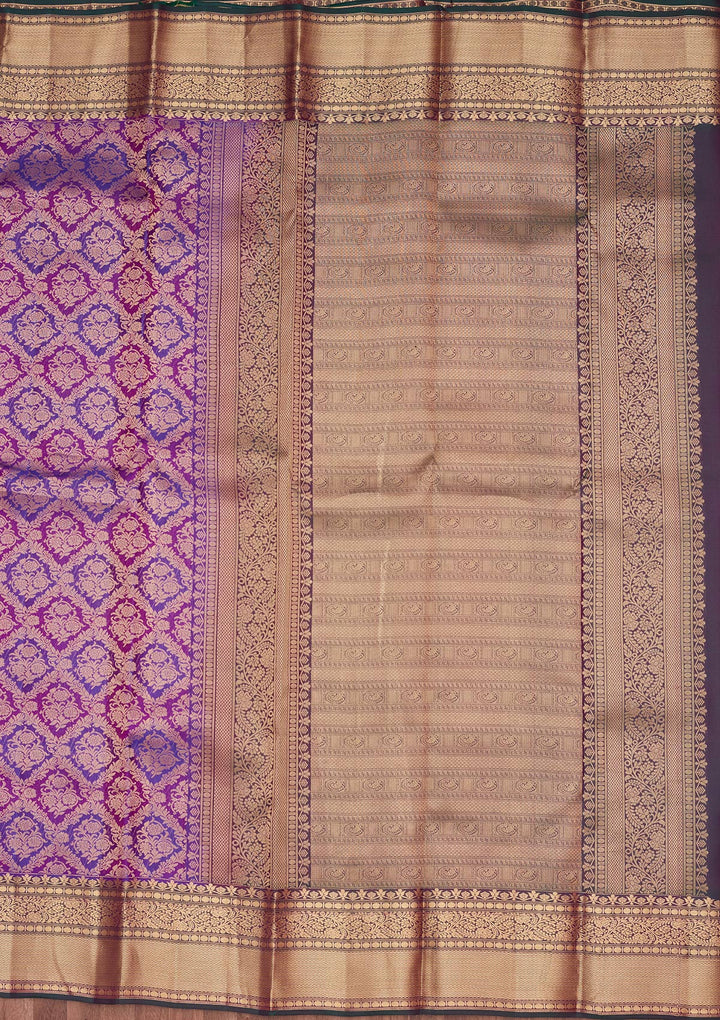 Purple Silk Jaal Saree With Matching Blouse Piece