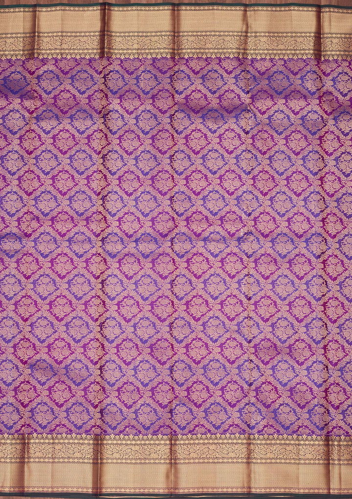 Purple Silk Jaal Saree With Matching Blouse Piece