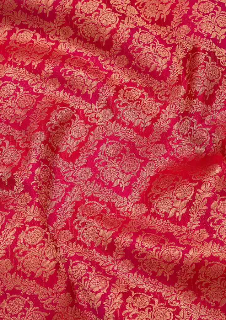 Rani Pink Silk Jaal Saree With Matching Blouse Piece