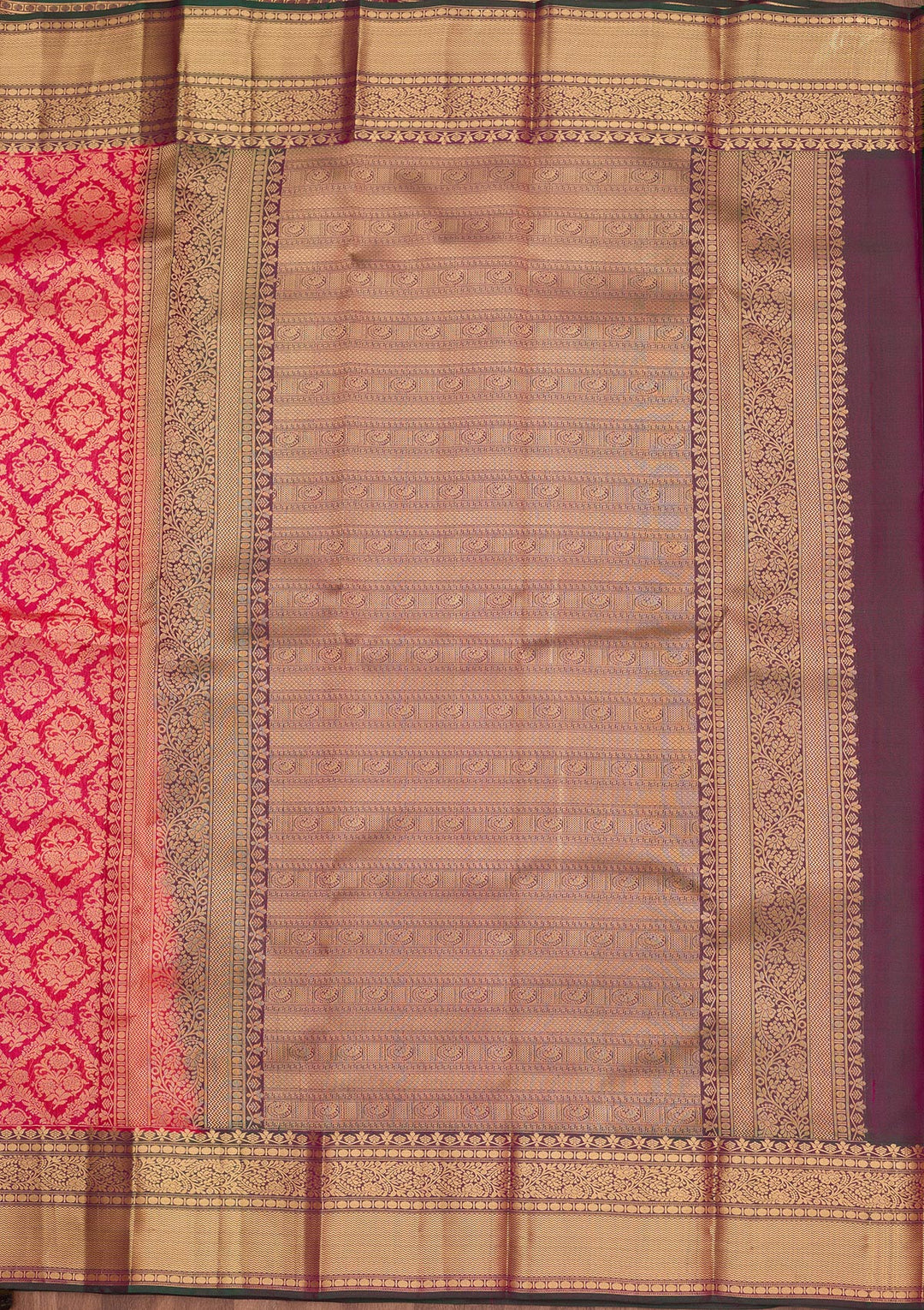 Rani Pink Silk Jaal Saree With Matching Blouse Piece