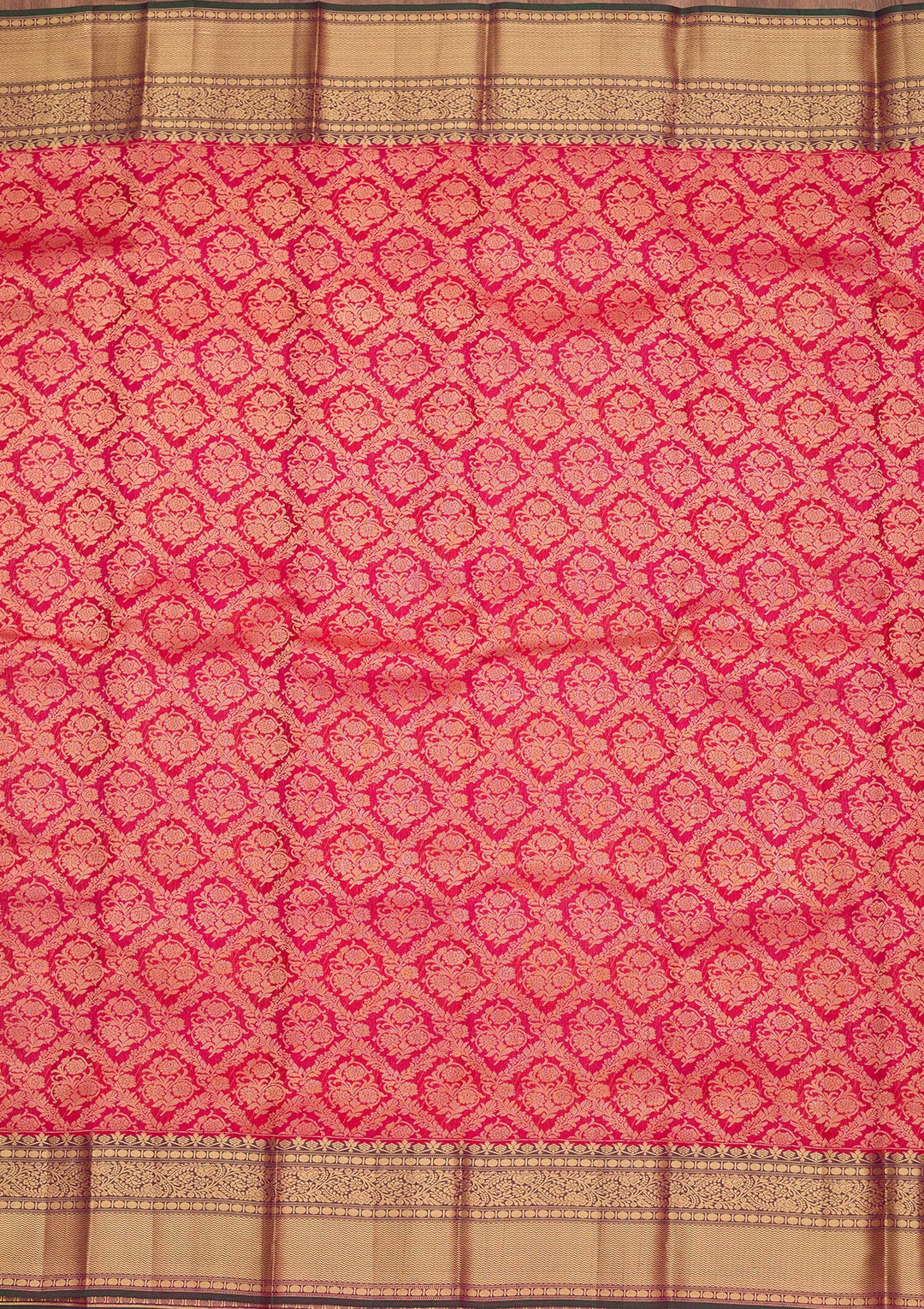 Rani Pink Silk Jaal Saree With Matching Blouse Piece