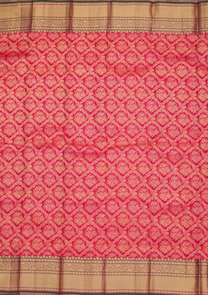 Rani Pink Silk Jaal Saree With Matching Blouse Piece
