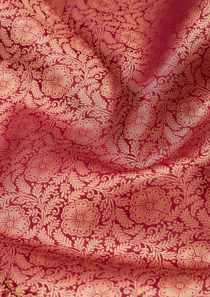 Brown Silk Jaal Saree With Matching Blouse Piece