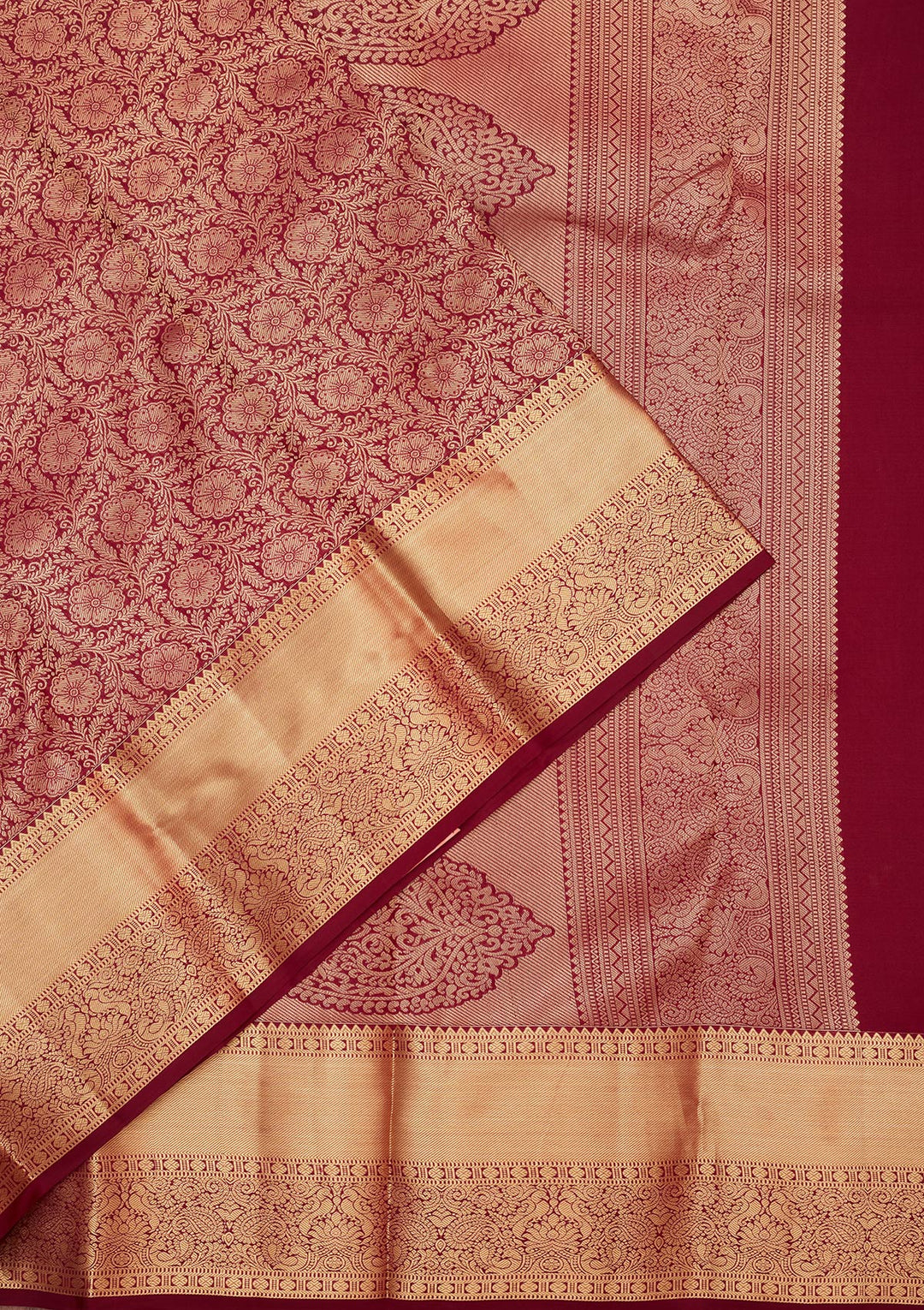 Brown Silk Jaal Saree With Matching Blouse Piece