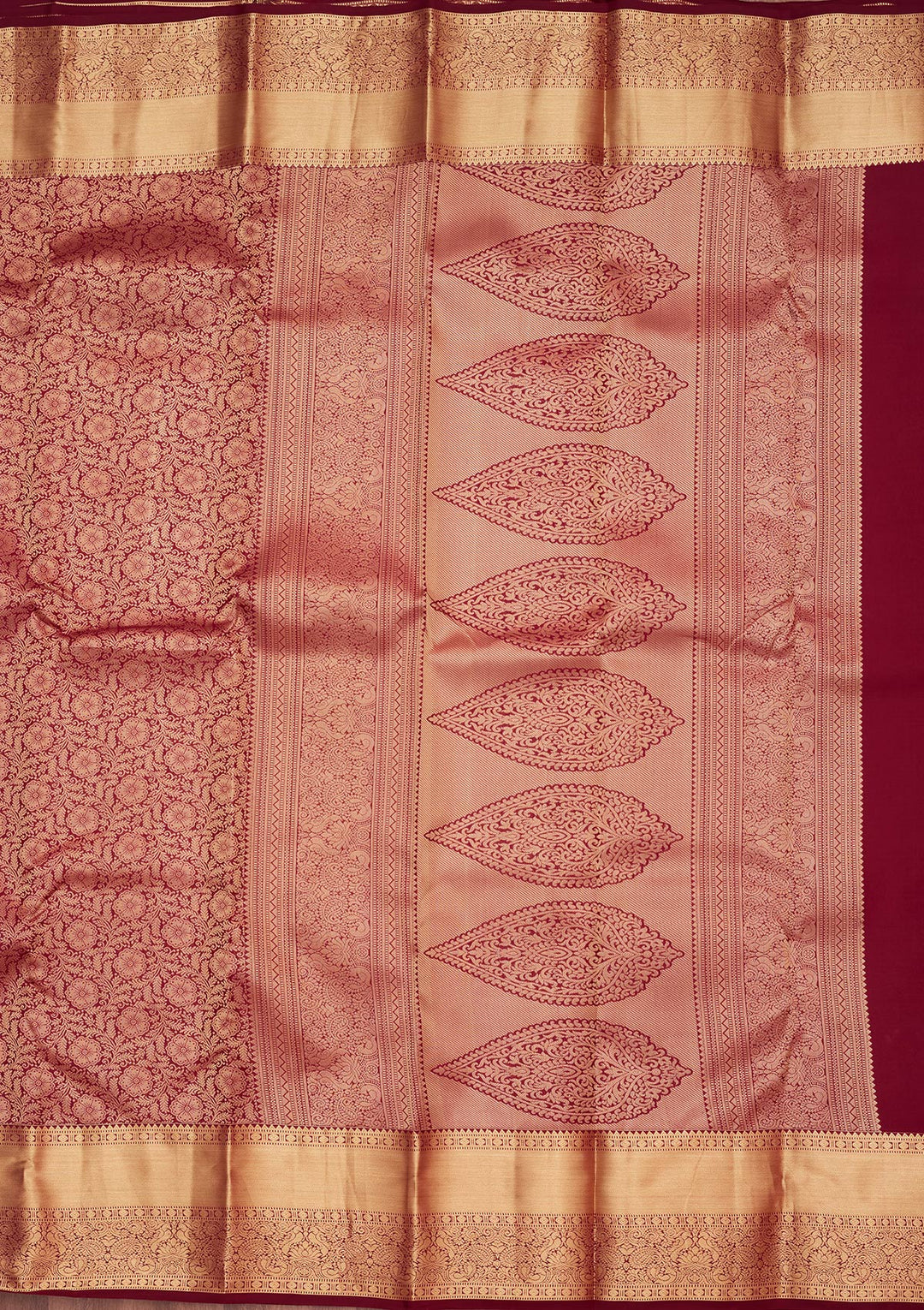 Brown Silk Jaal Saree With Matching Blouse Piece