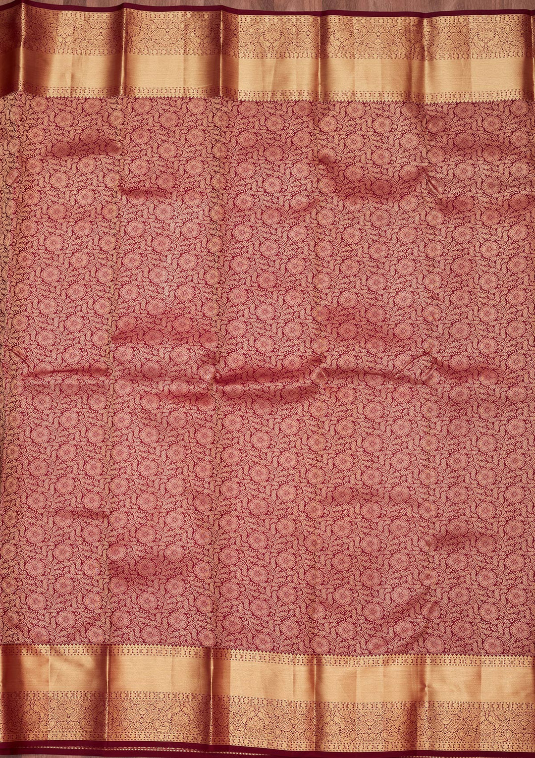 Brown Silk Jaal Saree With Matching Blouse Piece